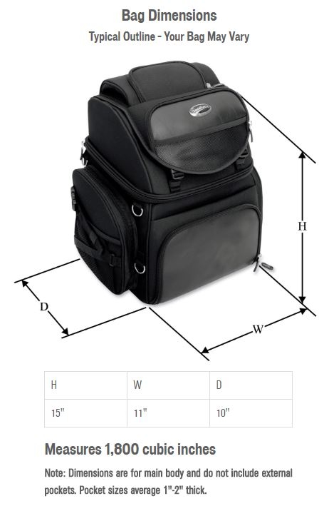 Saddlemen BR1800 Back Seat Sissy Bar Bag 3515 0113 ARH Custom UK