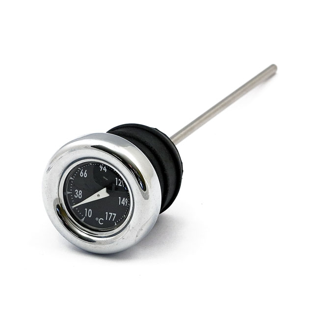 DOSS Oil Tank Dipstick With Temperature Gauge in Chrome Finish With White Face For 19701984 B.T