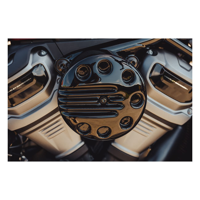 Cult Werk Slotted Air Filter Cover in Gloss Black Finish For Harley