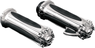 Kuryakyn Zombie Grips With Throttle Boss In Chrome Finish For 1974-2023 Harley Davidson Single And Dual Throttle Cable Models (6295)