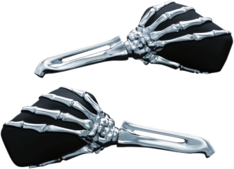 Kuryakyn Skeleton Hand Mirrors Chrome Stem and Black Head (1759)