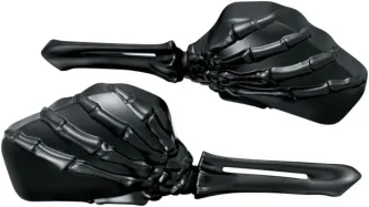 Kuryakyn Skeleton Hand Mirrors Black Stem and Black Head (1758)