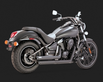 Vance & Hines Twin Slash Staggered Exhaust System in Black For Kawasaki 2006-2018 Vulcan 900 Motorcycles (48397)