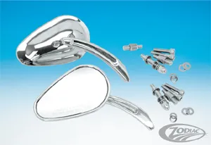 Zodiac Sweeping Teardrop Style Mirrors in Chrome Finish (270380 & 270381)