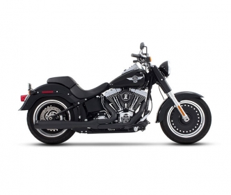 Rinehart Racing 2 Into 1 Exhaust System In Black With Black End Caps For Harley Davidson 1986-2017 Softail Motorcycles (200-0201)