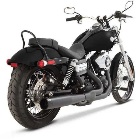 Rinehart Racing 2 Into 1 Black Exhaust System In Black Finish With Black End Caps For Harley Davidson 2006-2017 Dyna Motorcycles (200-0301)