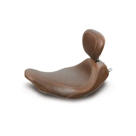 Mustang Tripper Solo Wide, Brown 14 Inch Seat With Backrest For Harley Davidson 1997-2007 FLHR, FLHX & Touring CVO Models (79695)