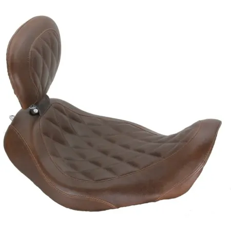 Mustang Tripper Wide, Diamond Stitch, Brown Solo Seat 13 Inches With Backrest For Harley Davidson 2006-2016 Dyna Motorcycles (79803)