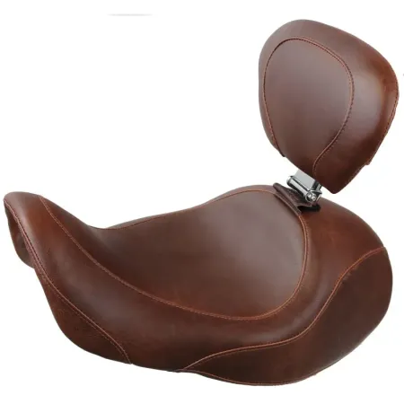 Mustang Tripper Forward Solo Wide, Brown 13 Inch Seat With Backrest For Harley Davidson 2006-2016 Dyna Motorcycles (79805)