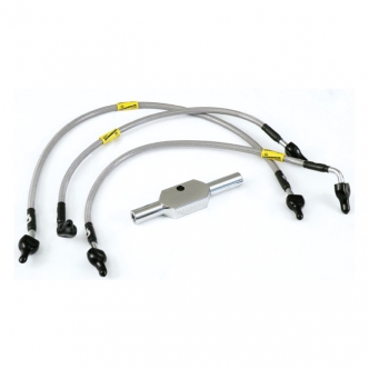 Goodridge Rear Brake Line in Stainless Clear Coated Finish For 2007 FLSTF, 2007 FXST/B/C Models (ARM385029)