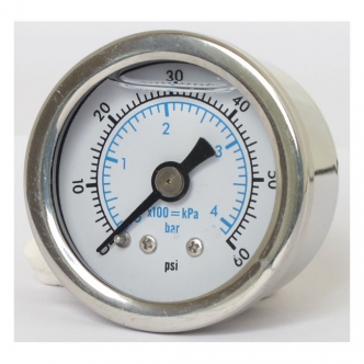 Marshall 0-60 PSI Oil Pressure Gauge White Dual Scale Face With Stainless Housing (ARM338009)