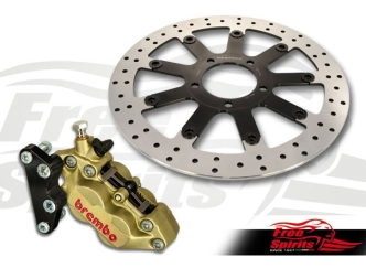 Free Spirits Front 4 Piston Brake Caliper Kit In Gold With Rotor 340mm For Triumph Bonneville/SE Models (303812)