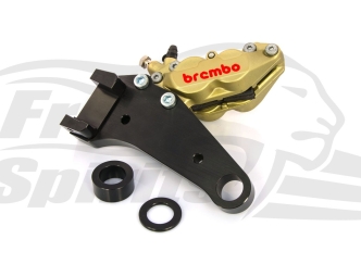 Free Spirits 4 Piston Caliper In Gold With Rear Bracket For Harley Davidson 2004-2010 Sportster Models (Rotor Diam. 292mm/11 1/2 Inch) (205707)