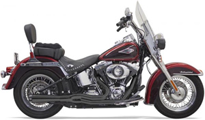 Bassani Road Rage II Mega Power Short Megaphone In Black With Black End Caps For Harley Davidson 1986-2017 Softail Models (Except FXSB/SE) (1S12RB)