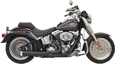 Bassani Road Rage 2 Into 1 System In Black Short Megaphone For Harley Davidson 1986-2017 Softail (Except 2009 FXSTSSE & 2013-2016 FXSB/SE) (12122J)