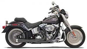 Bassani Road Rage 2 Into 1 System In Black Short Megaphone For Harley Davidson 1986-2017 Softail (Except 2009 FXSTSSE & 2013-2016 FXSB/SE) (12122J)