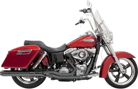 Bassani Road Rage 2 Into 1 Long System In Black With Black End Cap For Harley Davidson 2012-2016 Dyna Switchback Models (1D28RB)