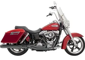 Bassani Road Rage 2 Into 1 Long System In Black With Black End Cap For Harley Davidson 2012-2016 Dyna Switchback Models (1D28RB)