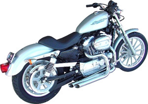 Bassani Pro-Street Slash Cut System In Chrome Finish For Harley Davidson 1986-2003 Sportster Models With Forward Controls (XL-325F)