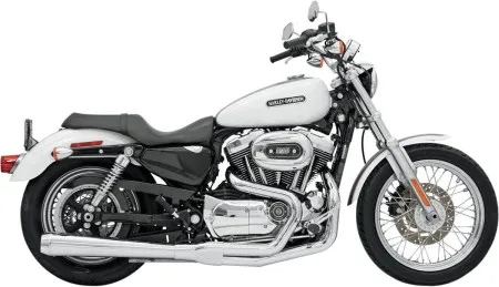 Bassani Road Rage 2 Into 1 System In Chrome Finish With Long Megaphone With Mid/Forward Controls For Harley Davidson 2004-2013 Sportster Models (14111J)
