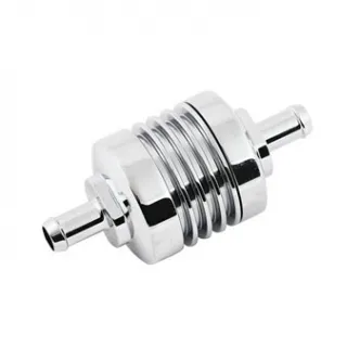 Doss Ribbed Fuel Filter In Chrome For 3/8 Inch Fuel Lines (ARM375705)