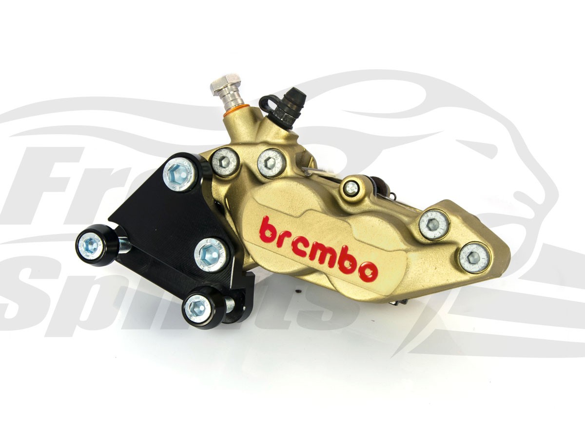 Free Spirits Front 4 Piston Brembo Caliper In Gold For Harley Davidson