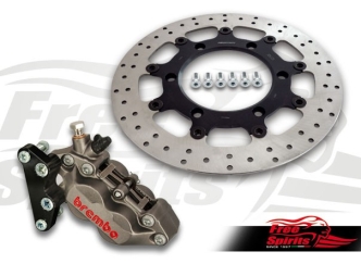 Free Spirits Front Brake Caliper 4 Piston Kit In Titanium With Rotor 340mm For Triumph Thruxton 865cc Models (303813T)