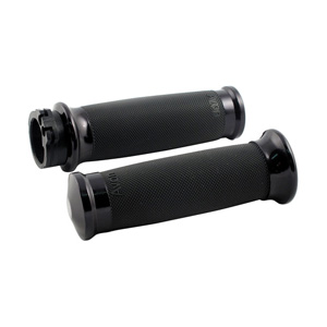 Avon Performance Custom Contour Grips In Black For 1982-2021 Harley Davidson Single And Dual Throttle Cable Models (CC-86-ANO)