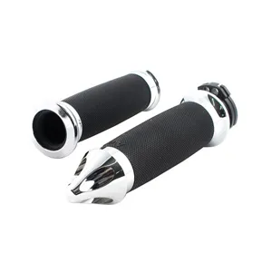 Avon Performance Custom Contour Spike Grips In Chrome For 1974-2023 Harley Davidson Single And Dual Throttle Cable Models (CC-85-CH-SPIKE)