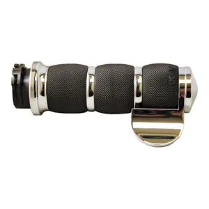 Avon Performance Air Cushioned Grips In Chrome With Throttle Boss For 1974-2023 Harley Davidson Single And Dual Throttle Cable Models (AIR-90-BOSS)