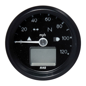 MMB Ultra Mini Basic Electronic Speedo 120 mph With Black Housing Blue Illumination (ARM330149)