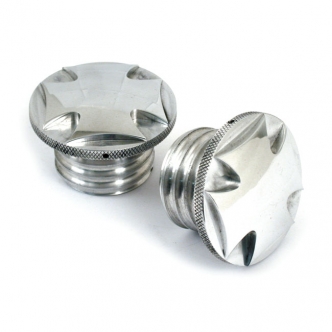CPV Vented & Non-Vented Maltese Cross Gas Cap Set in Polished Aluminium Finish For 1983-1995 Harley Davidson Models (ARM228279)