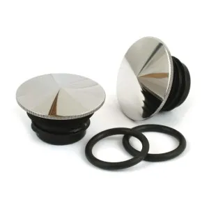 Doss Stainless Gas Cap Set With Pointed Design In Polished Finish For 83-95 H-D Models (ARM664815)