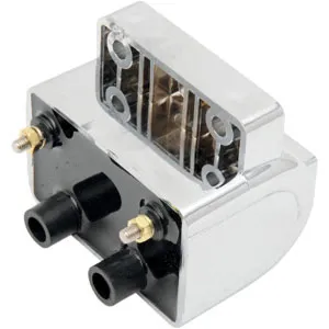 Drag Specialties Dual Fire Ignition Coil In Chrome, 3 Ohm Electronic Ignition (2102-0221)