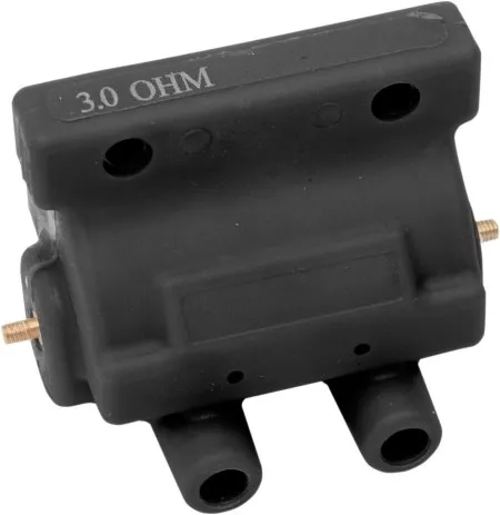Drag Specialties 12 Volt Dual Fire Ignition Coil In Black, 3 Ohm Electronic Ignition (10-2025B)