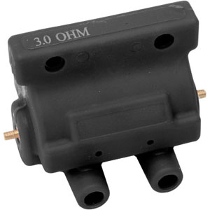 Drag Specialties 12 Volt Dual Fire Ignition Coil In Black, 3 Ohm Electronic Ignition (10-2025B)