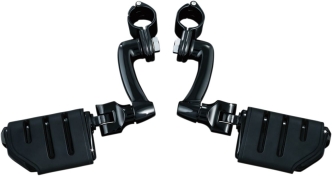 Kuryakyn Longhorn Offset Highway Pegs With Trident Dually & 1 1/4 Inch Magnum Quick Clamps In Gloss Black Finish (7599)