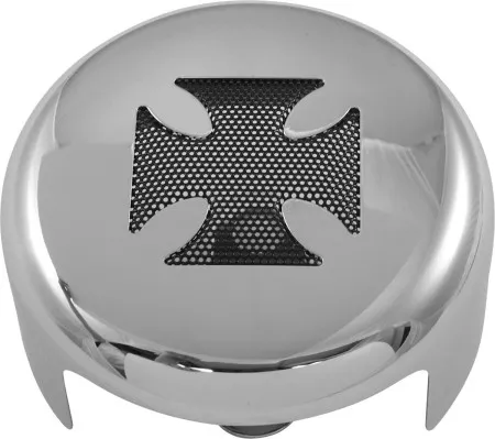 Drag Specialties Horn Cover In Chrome With Black Cross For 1993-2020 Big Twin & XL Models (76636MB4)