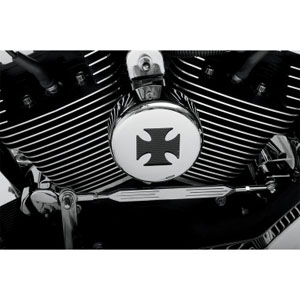 Drag Specialties Horn Cover In Chrome With Black Cross For 1993-2020 Big Twin & XL Models (76636MB4)