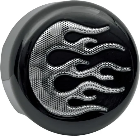 Drag Specialties Horn Cover In Black With Chrome Flame For 1993-2020 Big Twin & XL Models (76705FB4)