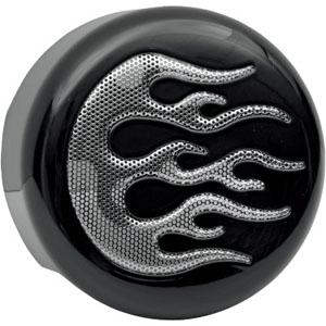 Drag Specialties Horn Cover In Black With Chrome Flame For 1993-2020 Big Twin & XL Models (76705FB4)
