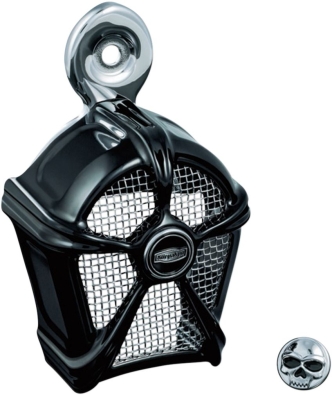 Kuryakyn Mach 2 Horn Cover In Black With Chrome Mesh For Harley Davidson 1995-2023 Motorcycles With Stock Cowbell & Waterfall Horn Cover (7297)