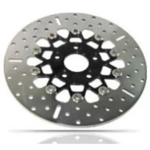 EBC Front 5 Button Floater Contour (Wide Band) Stainless Brake Rotor In Black/Chrome Finish For Upto 1984-1999 H-D Models (Excl. FLT Models) (FSD011CBLK)