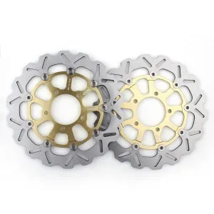 EBC Front 5 Button Floater (Wide Band) Stainless Brake Rotor In Gold Aluminum/Chrome Finish For 2000-2013 Sportster, 2000-2007 Touring, 2000-2005 Dyna & 2000-2014 Softail Models (MD523X)