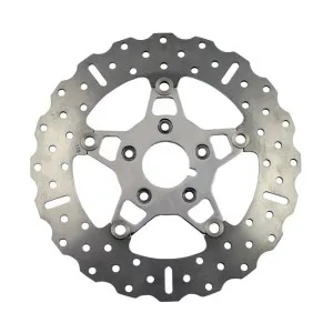 EBC Front 5 Button Floater Contour (Wide Band) Stainless Brake Rotor In Polished Finish For 2000-2013 Sportster, 2000-2007 Touring, 2000-2005 Dyna & 2000-2014 Softail Models (FSD012C)