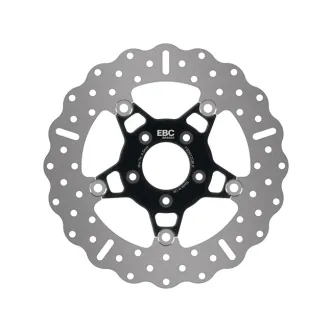 EBC Front 5 Button Floater Contour (Wide Band) Stainless Brake Rotor In Black/Chrome Finish For 2000-2013 Sportster, 2000-2007 Touring, 2000-2005 Dyna & 2000-2014 Softail Models (FSD012CBLK)