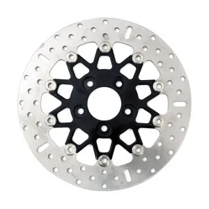 EBC Rear 10 Button Floater (Wide Band) Stainless Brake Rotor In Black/Chrome Finish For 2000-2024 Softail, Dyna; 2000-2007 Touring; 2000-2010 XL Sportster (ARM939519)