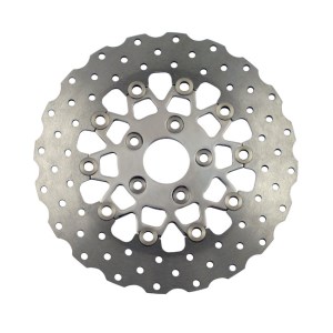 EBC Rear 10 Button Floater Contour (Wide Band) Stainless Brake Rotor In Polished Finish For 00-23 Softail, 00-17 Dyna, 00-07 Touring, 00-10 XL (ARM016519)