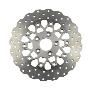 EBC Rear 10 Button Floater Contour (Wide Band) Stainless Brake Rotor In Polished Finish For 2000-2024 Softail, Dyna; 2000-2007 Touring; 2000-2010 XL Sportster (ARM016519)