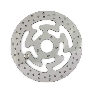 DOSS Front Left Polished Stainless Brake Rotor For Harley Davidson 2014-2022 Sportster, 2008-2023 Touring, 2015-2024 Softail & 2006-2017 Dyna Models (ARM831109)